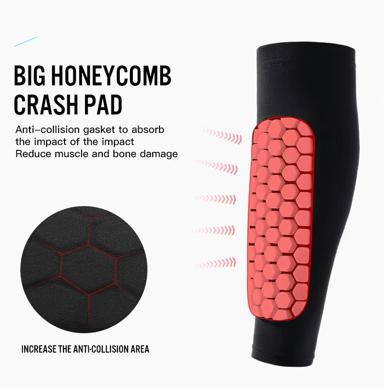 Unleash Your Game with 1Pcs Foam Football Shin Guard Socks - Ultimate Calf Compression Sleeve with Honeycomb Pads for Enhanced Performance!