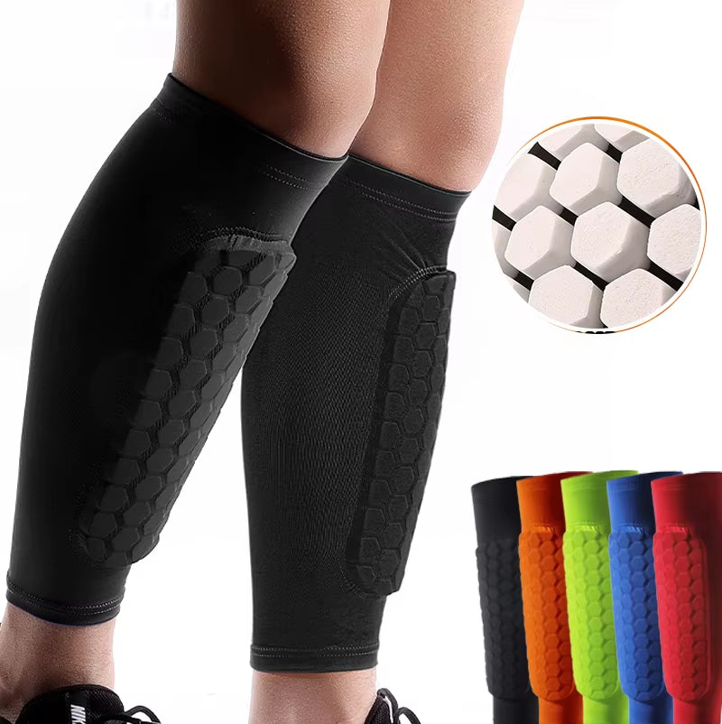 Unleash Your Game with 1Pcs Foam Football Shin Guard Socks - Ultimate Calf Compression Sleeve with Honeycomb Pads for Enhanced Performance!