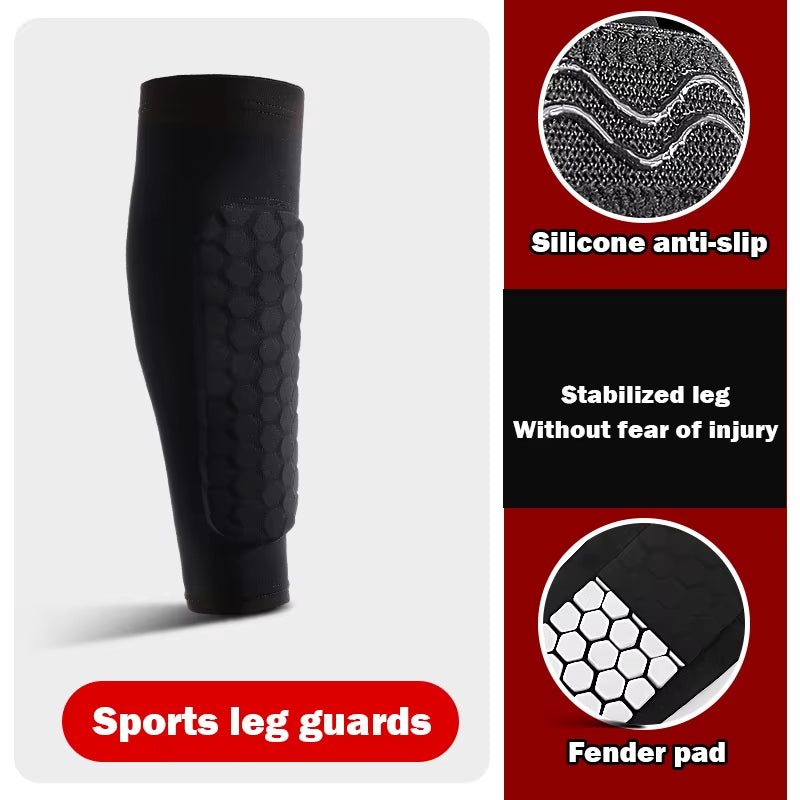 Unleash Your Game with 1Pcs Foam Football Shin Guard Socks - Ultimate Calf Compression Sleeve with Honeycomb Pads for Enhanced Performance!